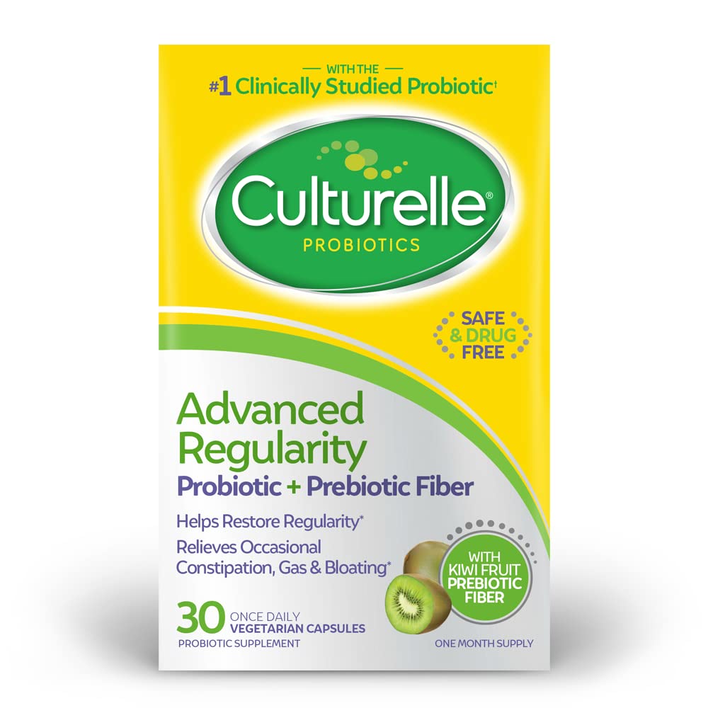 Culturelle Advanced Regularity Daily Probiotic for Women & Men, 30 Count, Probiotic + Prebiotic Fiber Restores Regularity & Reduces Occasional Constipation, Gas & Bloating, Gluten & Soy Free, Non-GMO 30 Count (Pack of 1)