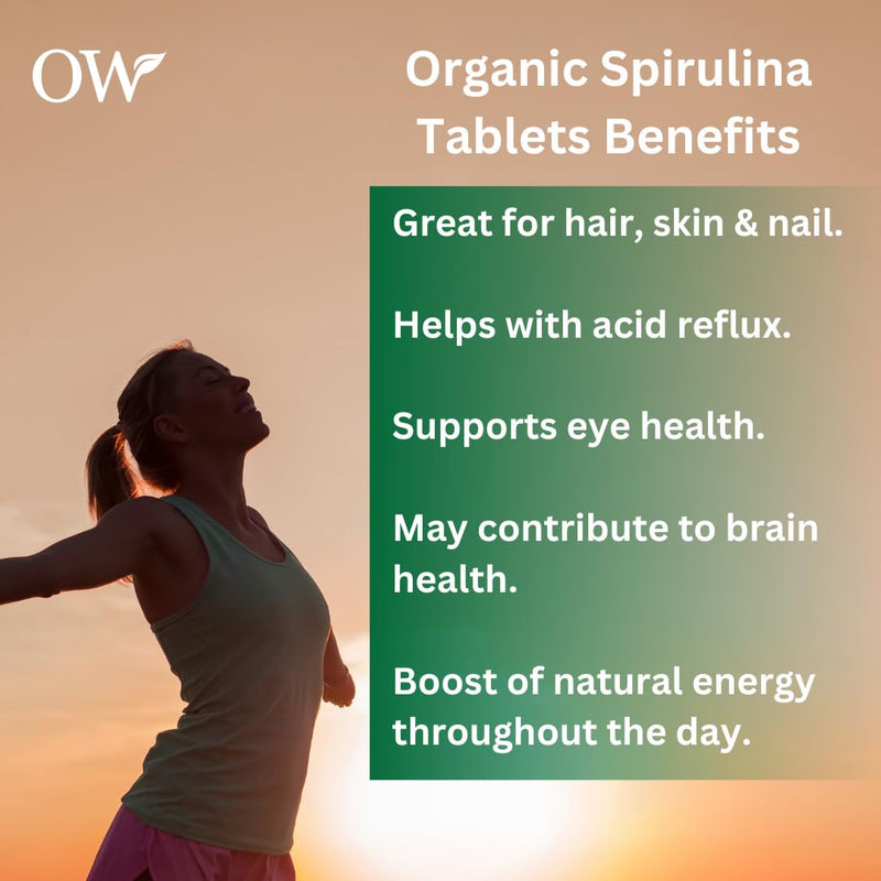 Organic Spirulina Tablets | 3 Months Supply | 600 x 500mg | Glowing Hair, Skin & Nails | High Iron by Organic Wonders
