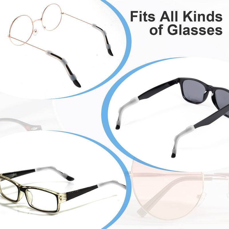 [Australia] - TIESOME 10 pairs of silicone non-slip covers, glasses end tips, glasses ear tips, covers, non-slip, non-slip glasses, glasses temples, glasses silicone covers, end caps for glasses, white 