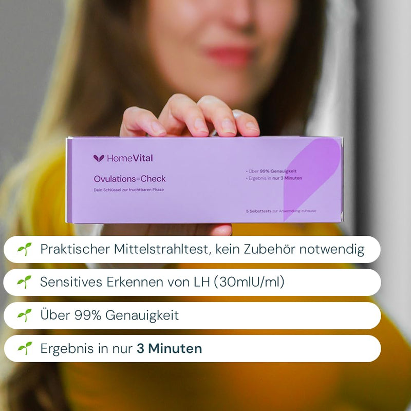 [Australia] - HomeVital Ovulation test with sensitivity 30mlU/ml (5 pieces) - Fertility test for women - Ovulation test strip kits - Ovulation tests Get pregnant & increase fertility Aids 