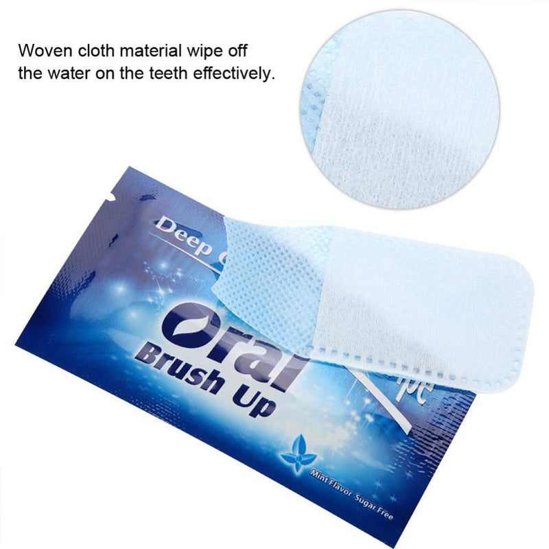 50pcs Disposable Wipe Oral Brush Finger Deep Cleaning Wipes Care Portable Traveling Office Home Mint Flavor Oral Finger Wipes Teeth whitening Wipes Oral Cleaning Wipe (Blue) Blue