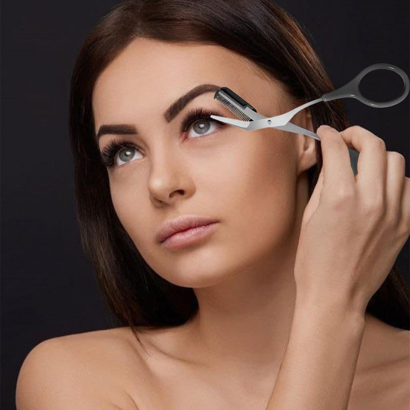 [Australia] - 1 piece eyebrow trimmer, eyebrow scissors with comb for eyebrow trimming, make-up tools (black). 
