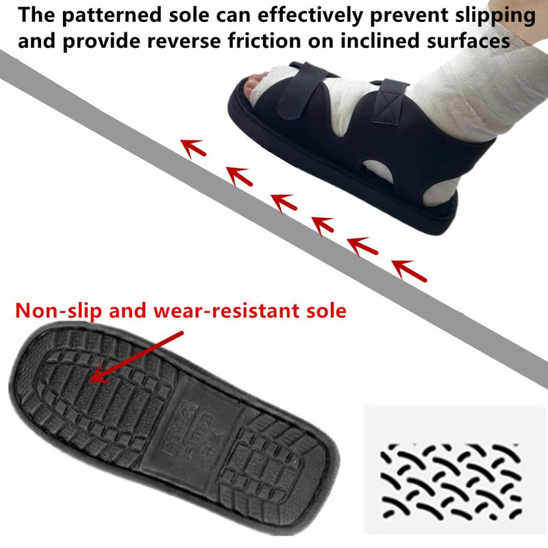 Post Op Shoe, Recovery Plaster Shoe with Waterproof Leg Cast Cover, Unisex, Adjustable, Lightweight, Easy to Wear, No difference between left and right feet, One Shoe Black (M) Medium