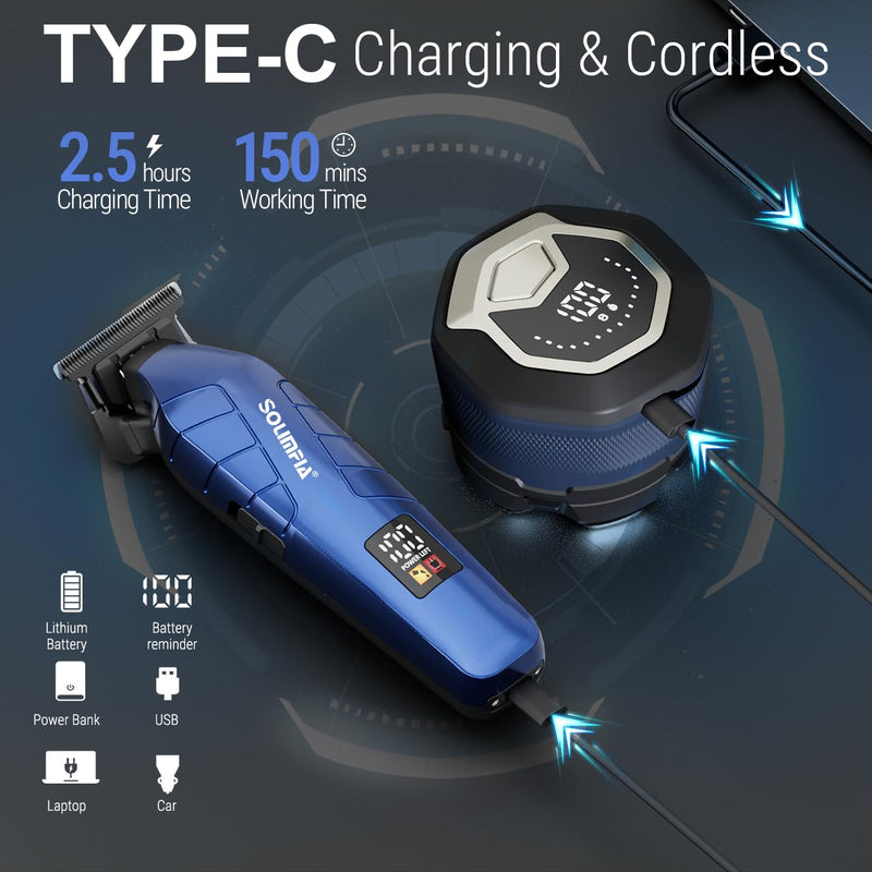 [Australia] - SOLIMPIA Upgraded Head Shavers for Bald Men, Hair Trimmer Kit, Magnetic Electric Razor, Large Battery Capacity, Rechargeable LED Display Beard Trimmer, Waterproof Wet/Dry Head Shaver 