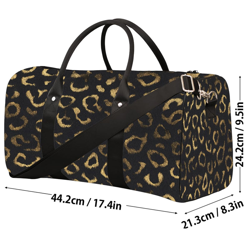 Pardick Travel Duffel Bag for Women Men Black Gold Leopard Cheetah Sport Gym Tote Bag Lightweight Weekender Overnight Bag Workout Bag Waterproof Foldable Carry on Luggage Handbag for Traveling Yoge A04:Black Gold Leopard
