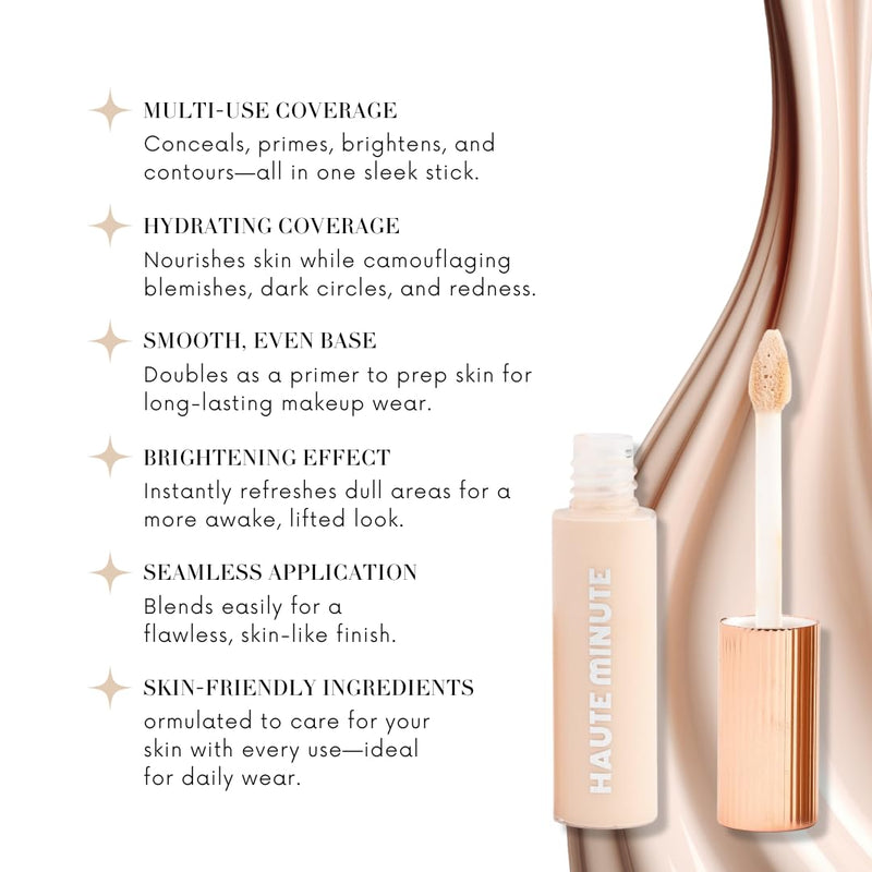 Mini Glam Bag, Skin Caring Concealer (Porcelain) & Mini Glamstick Retractable Foundation Brush