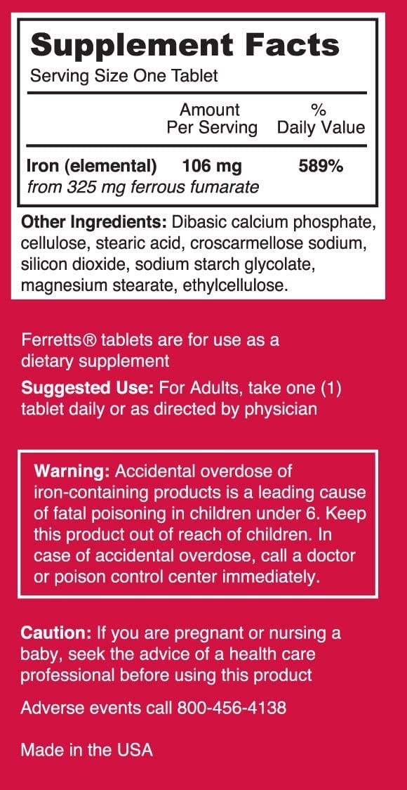 Iron Tablets 325mg Ferrous Fumarate 4 Pack (240 Total)
