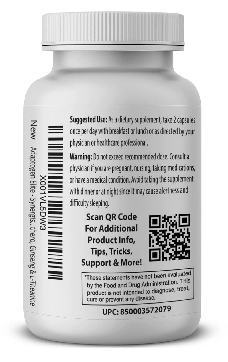 [Australia] - Adaptogen Elite - Synergistic Blend - 60 vcaps - Balances Cortisol & Natural Energy - Enhanced with Rhodiola, Ashwagandha, Astragalus, Schisandra, Eleuthero, L-Theanine 