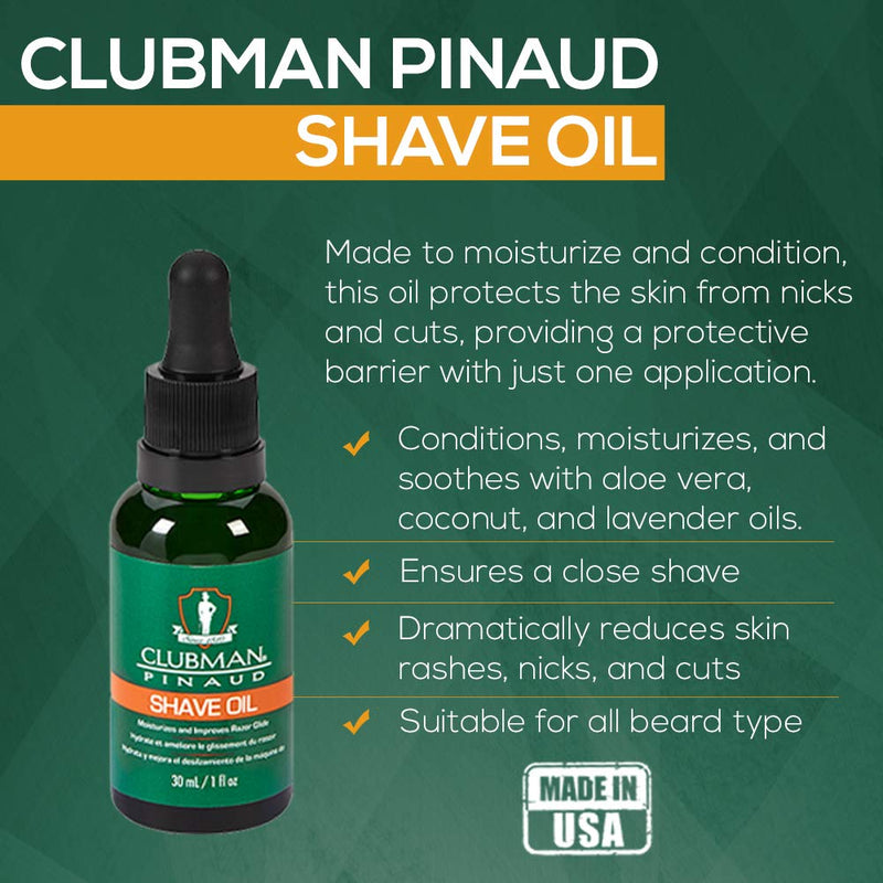 Clubman Pinaud Pre Shave Oil – Pre Shave Oil for Men, Moisturizes Beard, Prevents Razor Burn, Nicks & Cuts, Shaving Oils for Men, 2 Pack