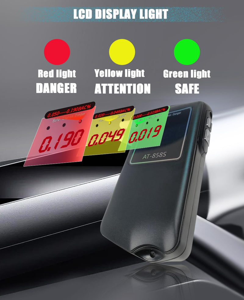 2026 Portable Breathalyzer, Easy-to-Use Alcohol Tester with Backlit Display - Ideal for Home Use, Parties, and Special Events, Professional Alcohol Tester with 10Pcs Mouthpieces