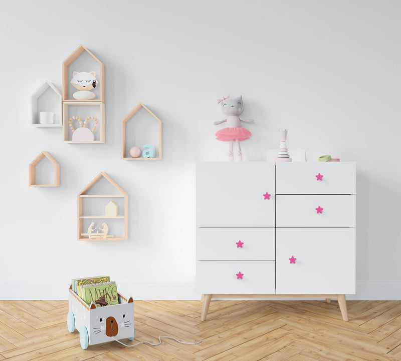 [Australia] - Stargallery 6 Pieces Cute Cartoon Shape Knobs for Furniture Soft Rubber Knobs for Cabinet Drawer Dresser Closets Organizer Desk Box Bookcase (Pink, Star) 