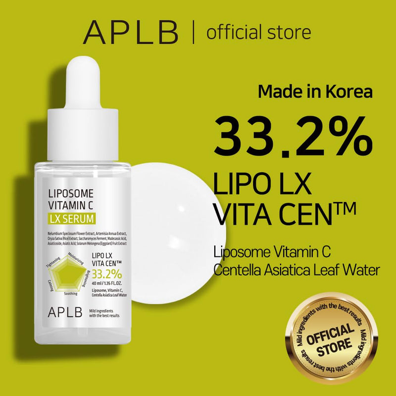 APLB Liposome Vitamin C LX Serum | LIPO LX VITA CEN™ 33.2% 1.35 FL.OZ/Korean Skincare, Efficient absorption, Dark spots, Elasticity Care, Revitalize for gentle and improve skin texture