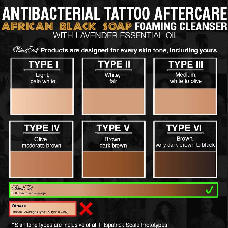 [Australia] - BLACK INK Tattoo Aftercare Tattoo Soap - Raw African Black Soap Foaming Tattoo Cleaner w/Organic Lavender Essential Oil - Tattoo Care Soap for Tattoos - Made in the USA 4 Fl Oz (Pack of 1) 