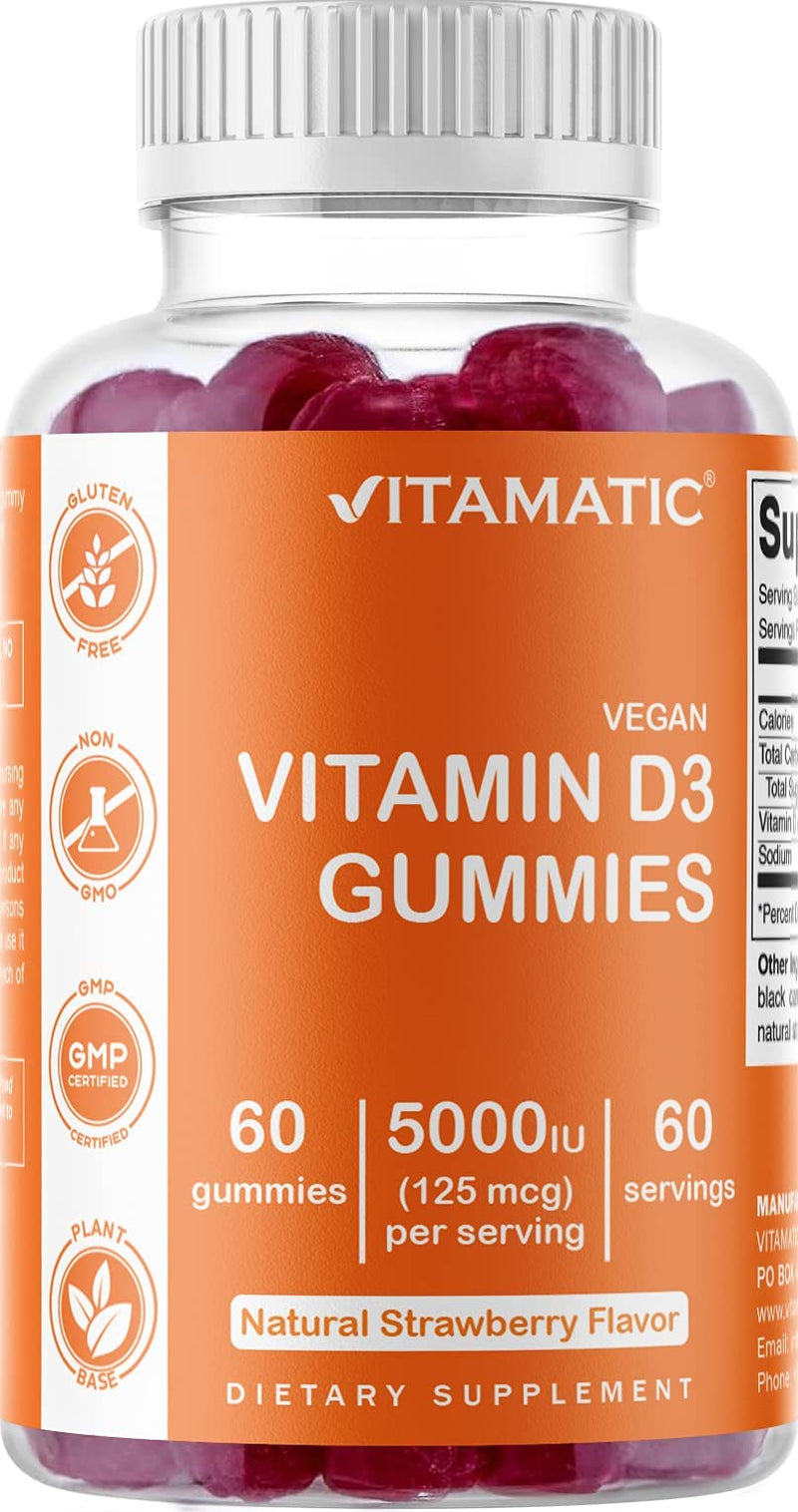 Vitamatic Magnesium & Vitamin D3 Gummies Combo - 60 Vegan Count Each