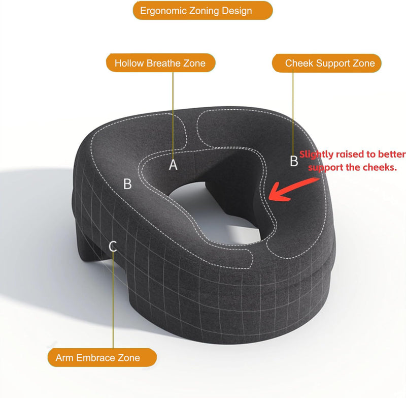 [Australia] - Fcare Face Down Pillows Massage After Surgery Post Eye Surgery, Pillow for Bed Headrest Prone Down Sleeping，Face Cradle，BBL Pillow Recovery & Removable Cover Grey 