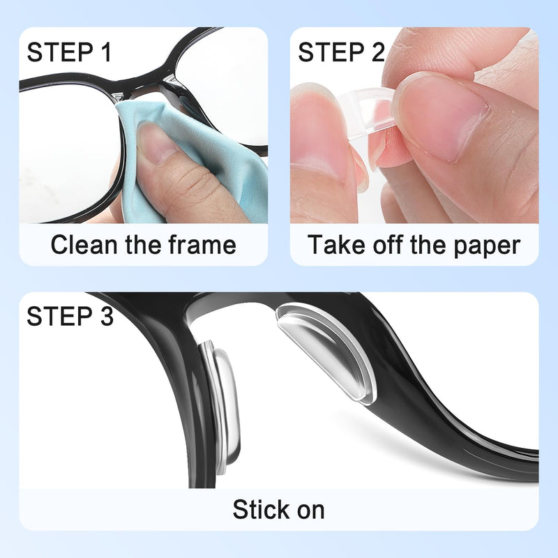 [Australia] - Nose Pads for Glasses, Anti-Slip Silicone Eyeglass Nose Pads, 2.5mm Heightened Airbag Cushions, Comfortable D-Shaped Adhesive Replacement Nose Pad for Sunglasses (5 Clear Pairs) 5 Clear Pairs 