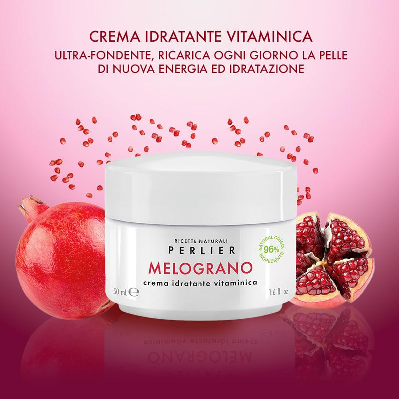 Perlier – Pomegranate Moisturizing Vitamin Face Cream, 1.6 fl oz, Bio-Fermented Pomegranate with Vitamins C & E, Hydrating and Protective Formula, Alcohol-Free, Boosts Radiance and Skin Vitality