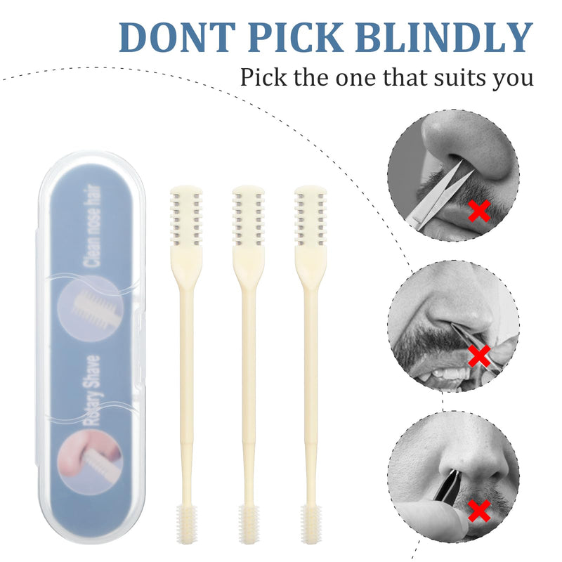 [Australia] - Pack of 3 2-in-1 Nose Hair Trimmer Nose Hair Removal Tool Manual Rotating Nose Hair Trimmer 360° Rotating Nose Hair Trimmer Double-Sided Nose Hair Trimmer for Men and Women 