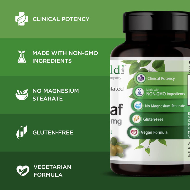 [Australia] - EMERALD LABS Mediterranean Olive Leaf 500mg - Gluten-Free, Vegan Olive Leaf Extract - Supports Skin, Immune & Heart Health - 60 Vegetable Capsules (Up to 60-Day Supply) 