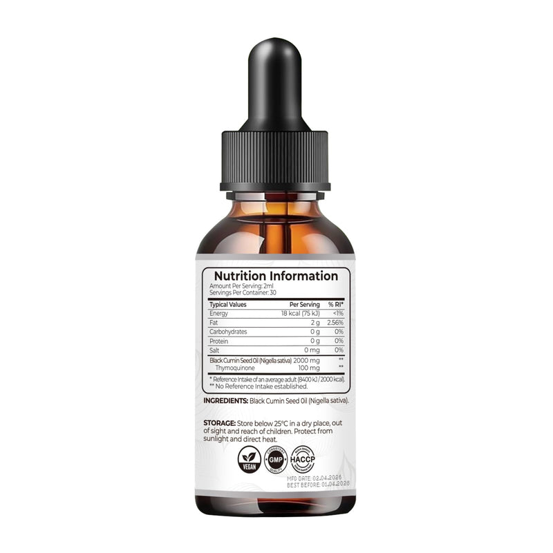 Ethiopian Black Seed Oil 2000mg, Cold & Freshly Pressed, Up to 5X% Strength Thymoquinone, Pure Extra Virgin Cumin Black Seed Oil(Nigella Sativa Oil), for Blood Pressure, Boost Immunity for Men Women