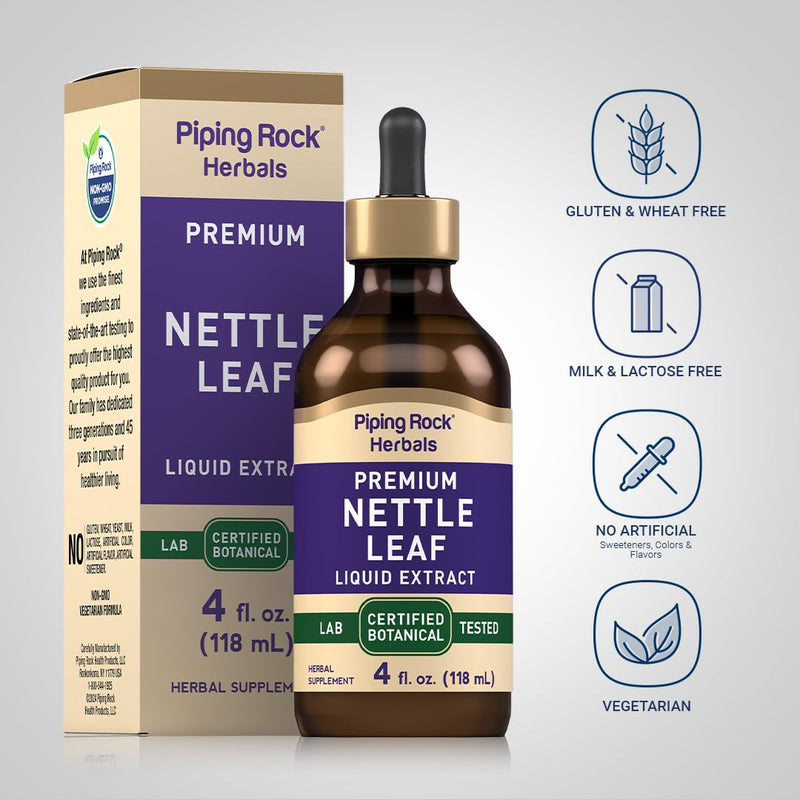 [Australia] - Piping Rock Nettle Leaf Extract | 4 fl oz | Premium Liquid | Certified Herbal Botanical | Alcohol Free | Non GMO, Gluten Free 
