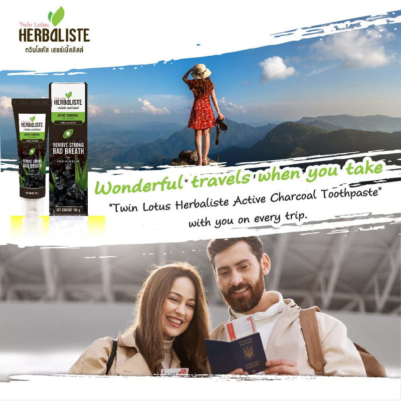 Twin Lotus Activated Charcoal Toothpaste - Teeth Whitening Herbal, Fluoride Free & No SLS for Sensitive Teeth, Coconut Charcoal Toothpaste Remove Plaque Freshen Breath 3.5 Ounce (Pack of 3)