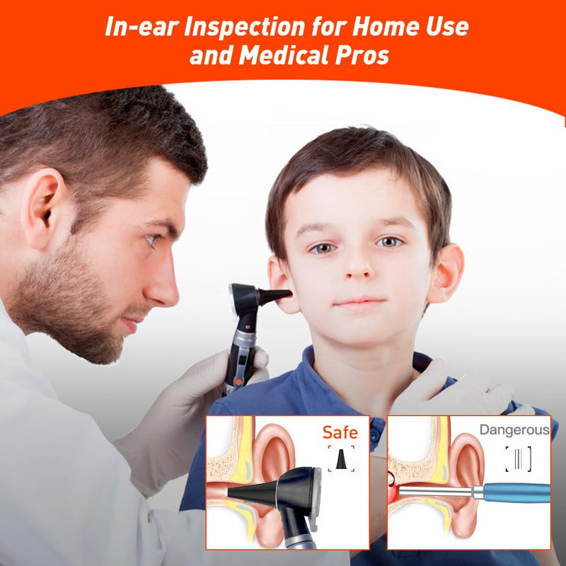 [Australia] - Scian Otoscope Ear Scope with Light, Fiber Optic Otoscopes with Hard Plastic Case, Pocket Diagnostic Ear Infection Detector for Doctors, Nurses, Children, Dogs, Home Use (Black) Black 