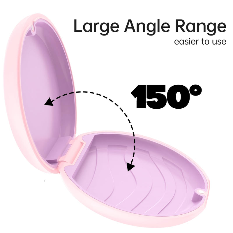 [Australia] - Retainer Case, Compatible with Invisalign, Cute Orthodontic Slim Aligner Case with Removal Tool and Brush, Pink Circle - Pink 