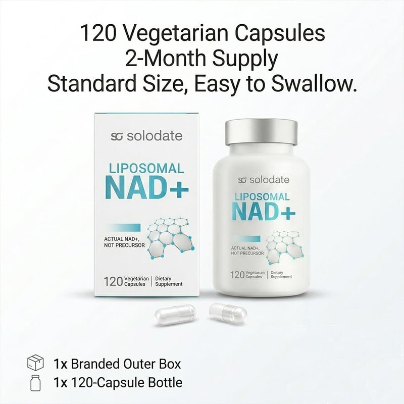 Liposomal NAD+ Supplement, Actual NAD+ Capsules Not Precursor, Advanced Absorption Dietary Formula, 120 Vegetarian Count, Daily Routine Support