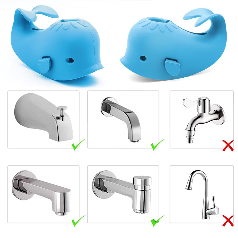 [Australia] - Baby Bathtub Faucet Cover, Baby Safety Protection Silicone Toys, Bath Spout Cover Baby Bathtub, Faucet Cover Baby Bathtub Silicone Whale for Kids, Toddler, Infant, Gifts for Children Azure 
