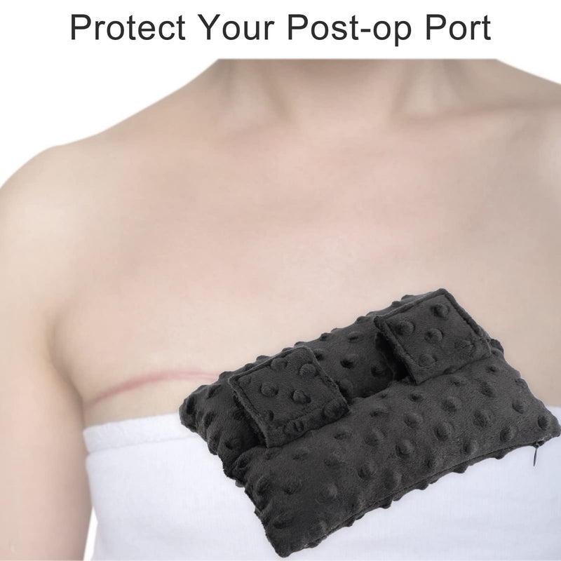 [Australia] - Little Port Pillow Heart Surgery Pillows for Chemo Port After Open Heart Surgery Recovery Gifts Bypass Pacemaker Must Haves Protector Cushion Minky Dot Black 