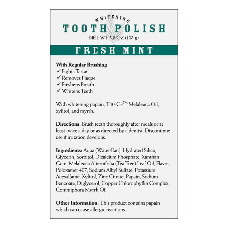 [Australia] - Melaleuca Whitening Tooth Polish Paste without Fluoride 3.8oz — Fresh Mint 