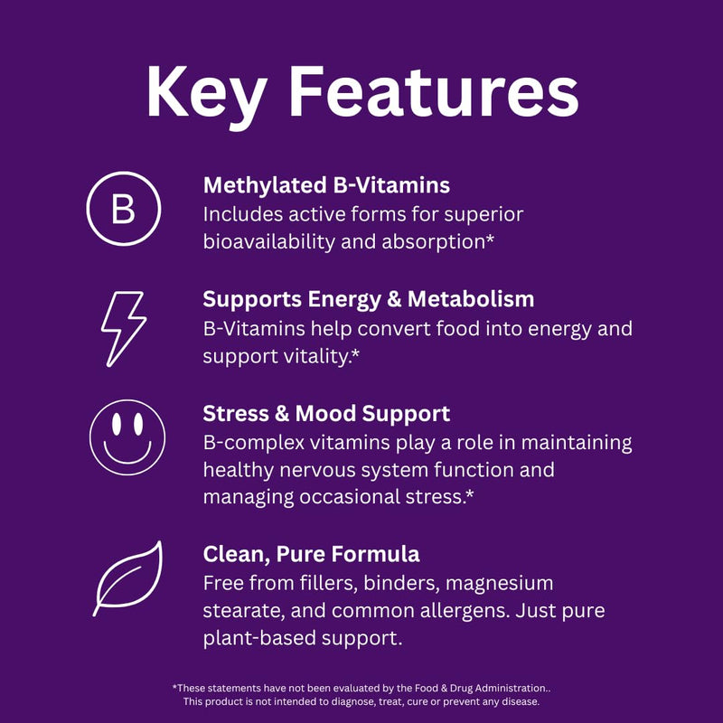 Paradise Herbs, Earth's Blend B-Complex, Methylated, Enzymatically Active Forms of B Vitamins + Superfoods, Supports Energy & Immunity, 60 Capsules (Pack of 2) 60 Count (Pack of 2)