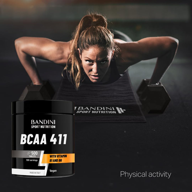 BANDINI® BCAA 4.1.1 500 Tablets - Branched Chain Amino acids BCAAs 4 1 1 | L-Leucine, L-Isoleucine, L-Valine with Vitamin B1 and B6-100% Vegan | Pre and Post Workout Food Supplement - No additives 500 count (Pack of 1)