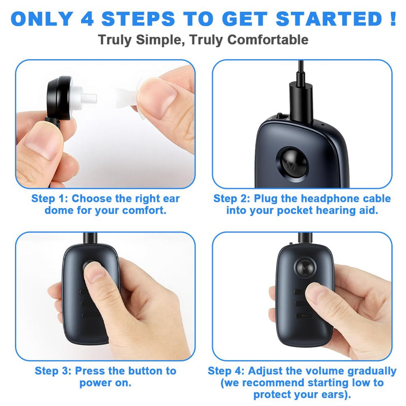 Aolso Digital Personal Sound and Voice Amplifier with Double Ear Headphone, Pocket Sound Voice Enhancer Device with one and Volume Control, Adult Listening Device