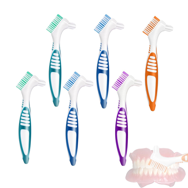 [Australia] - Denture Brush 6Pcs Denture Toothbrushes,Denture Cleaning Care Cleaning Brush,Double Sided Toothbrush for Denture Cleaning Care 6 COUNT 