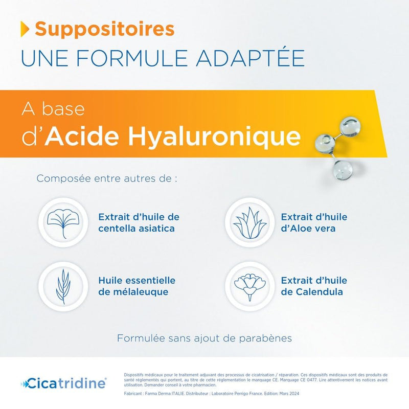 HRA Pharma Cicatridine Hyaluronic Acid 10 Suppositories