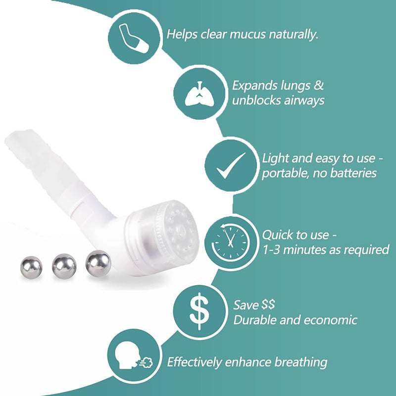 [Australia] - BOKANG Flutter Valve Breathing Exercise Device for Lungs, Breathing Trainer, Flutter Valve Device, Equipped 3 Balls, with Lanyard and Storage Bag, Suit for Lung Rehabilitation Clients and Exerciser 