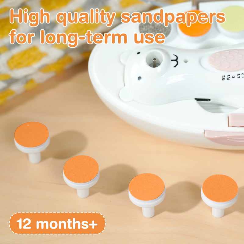 [Australia] - haakaa Electric Nail Trimmer Replacement Pads Baby Nail Trimmer Heads for Standard Baby Nail File, Suitable for 12+Months, Orange 