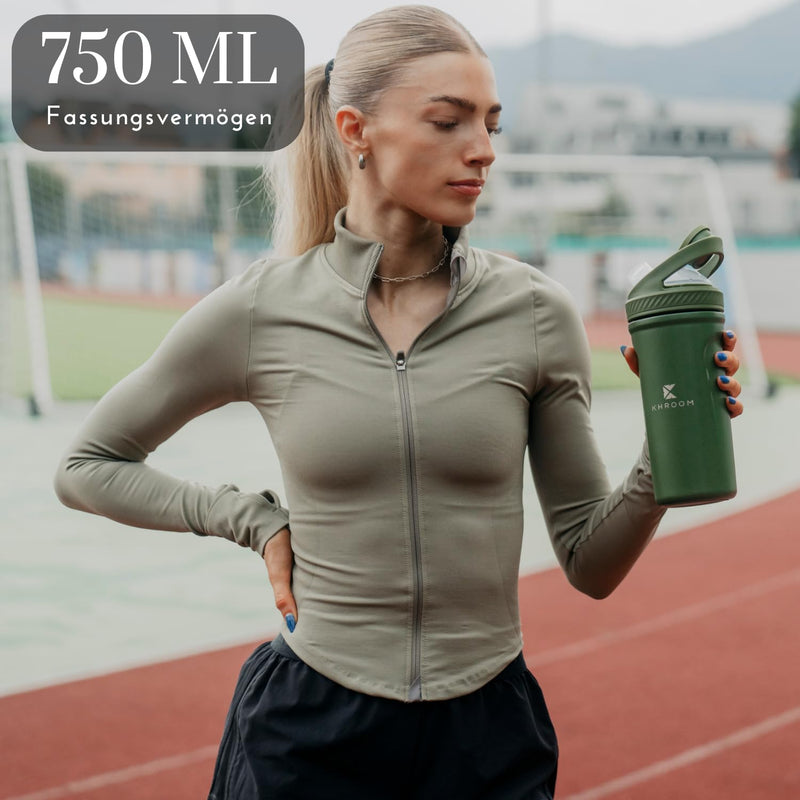 [Australia] - Khroom stainless steel egg white protein shaker 700ml with thermal function Smart strainer for smoothies | Stainless Steel Cup Metal Shaker (White) White 