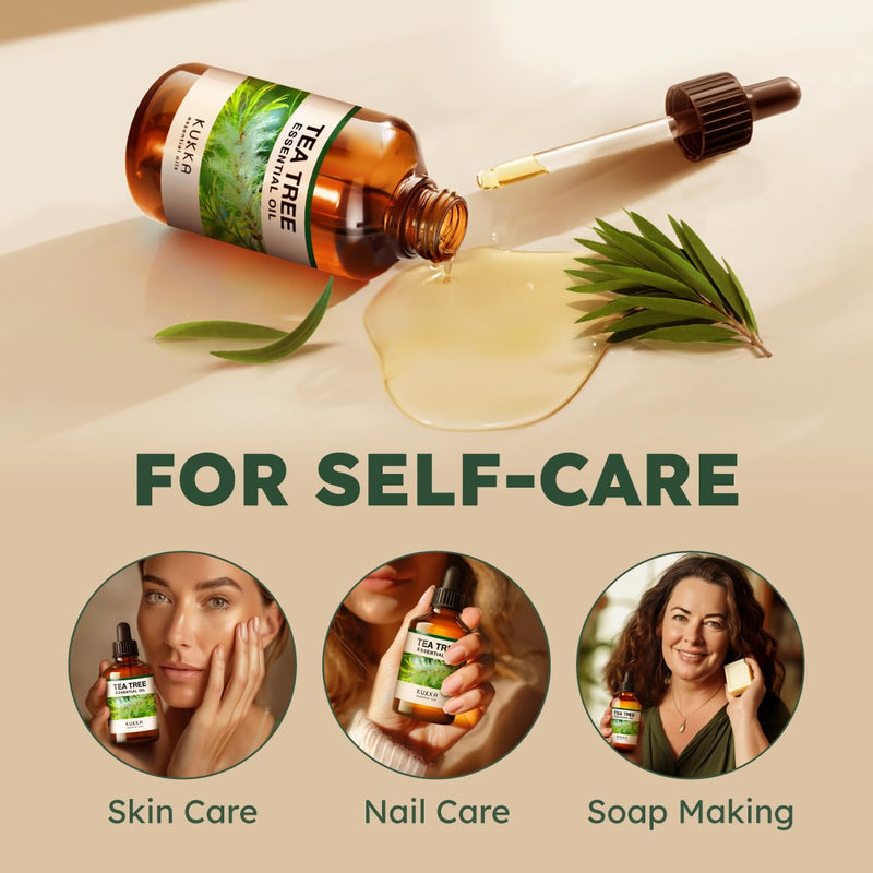 [Australia] - Kukka Essential Oils Tea Tree Oil for Skin, Hair, Nails & Toenails, Aromatherapy - 4 Fl Oz / 118 ml, DIY Soap Making Scents 