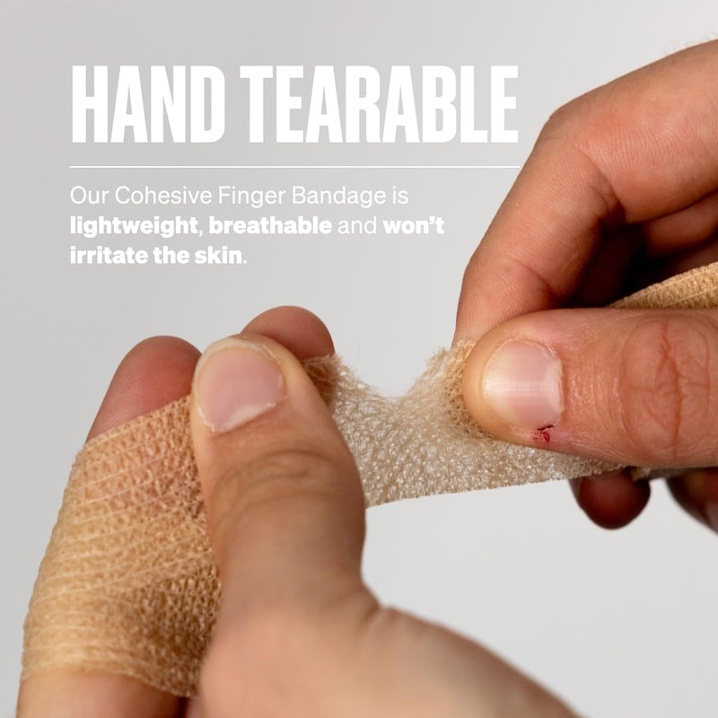 24 Rolls - SPORTTAPE Cohesive Finger Tape - 2.5cm x 4.5m | Compression Bandage - Beige - Self-Adhesive Wrap | Vetwrap, Thumb, Toe, Goalkeeper Finger & Wrist Tape - First Aid & Medical Physio Bandage 2.5cm x 4.5m - 24 Rolls