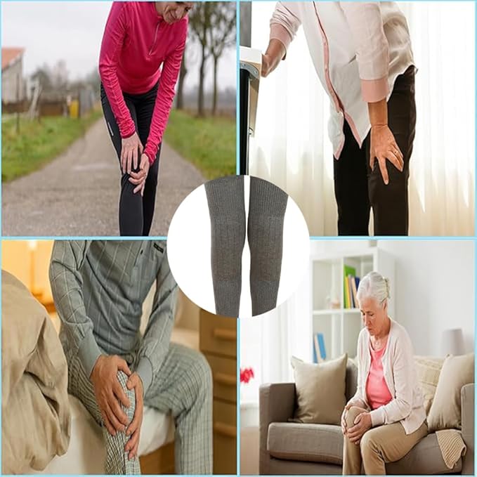 [Australia] - Women Men Winter Warm Wool Cashmere Knee Brace Support Pads Thick Fleece Lined Knee Warmer Knee Sleeves Leg Guards Protector Long Thermal Knee Brace Wraps Leg Warmer Kneelet (Gray) Gray 