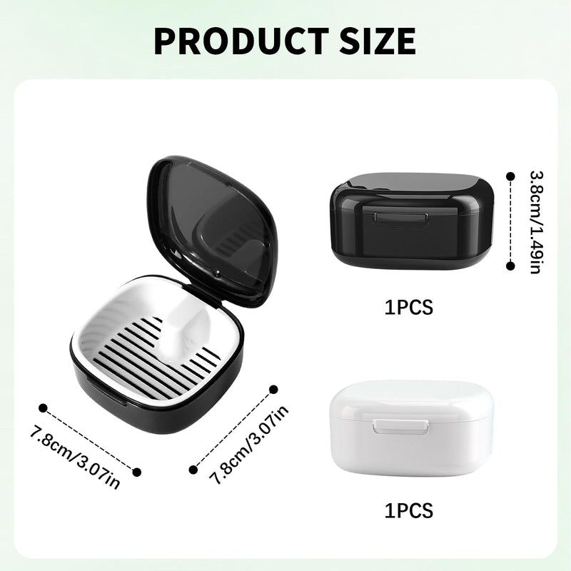 [Australia] - GUTERTOP Pack of 2 dentures box, denture box, denture box with sieve, portable braces box for storing dentures, dentures, pacifiers, braces (black, white). 