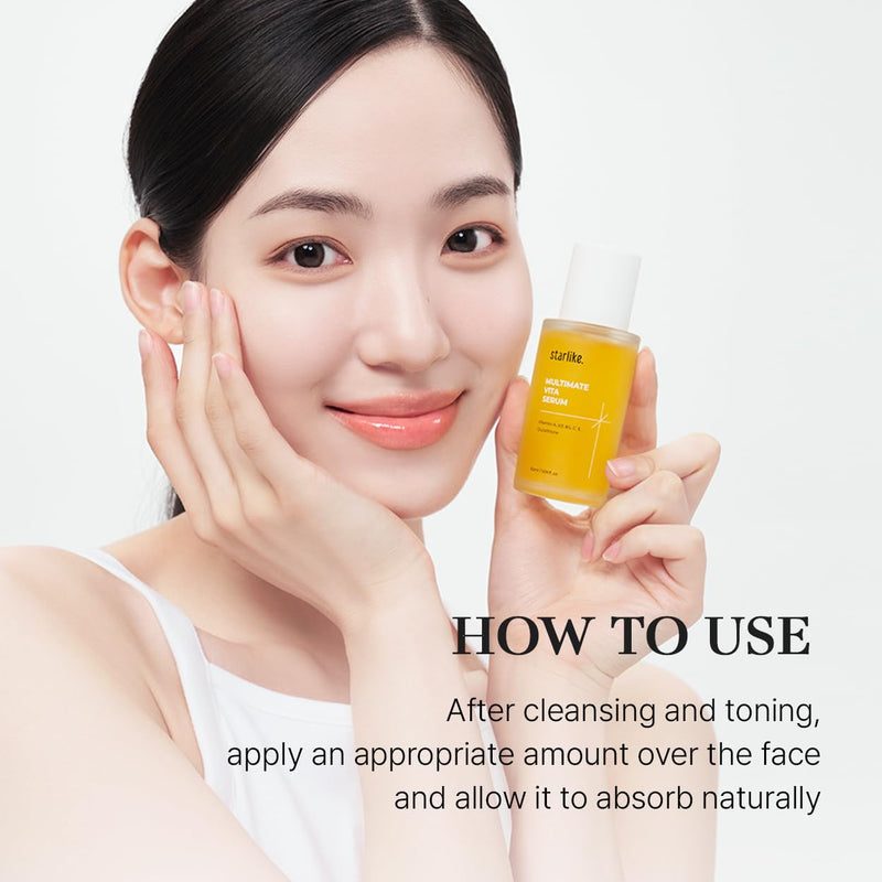 starlike Multimate Vita Antioxidant Facial Serum I 1.69 Fl oz (50ml) I 10% Multi-Vitamin A, B3, B5, C & E I Glutathione & Tranexamic Acid I Korean Skincare I Glow Boosting, Even Tone & Refined-Looking