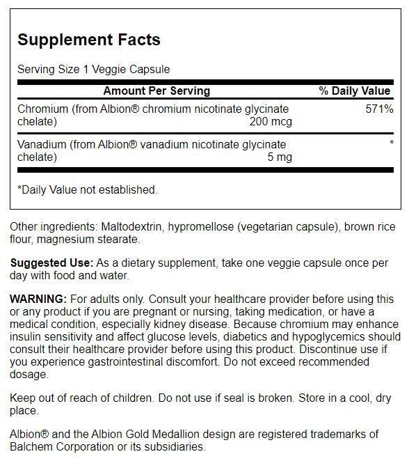 [Australia] - Swanson Albion Chelated Vanadium and Chromium 60 Veg Capsules 