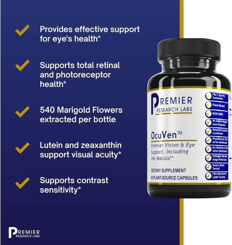 [Australia] - Premier Research Labs OcuVen - Lutein and Zeaxanthin Supplement, Eye Vitamins, Eye Health Supplements for Adults & Seniors, Vision Supplements, Macular Health, Eye Care - 60 Vegetarian Capsules 