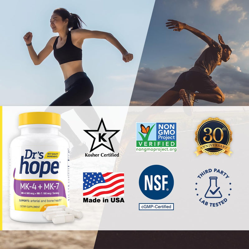 [Australia] - Vitamin K2 MK7 with Vitamin K2 MK4, 3-Month Supply High-Potency K2 Vitamin Supplement MK-7 for Bone Health & Cardiovascular Health, 90 Vegan Capsules, Made in The USA 