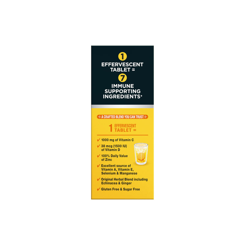 Airborne Immune Support Effervescent Tablets, Zesty Orange Flavor - 30ct with 1000mg Vitamin C + Vitamins A, D, E, Zinc, Selenium, Manganese & Herbal Blend - Sugar‑Free, Gluten‑Free Citrus 30 Count (Pack of 1)