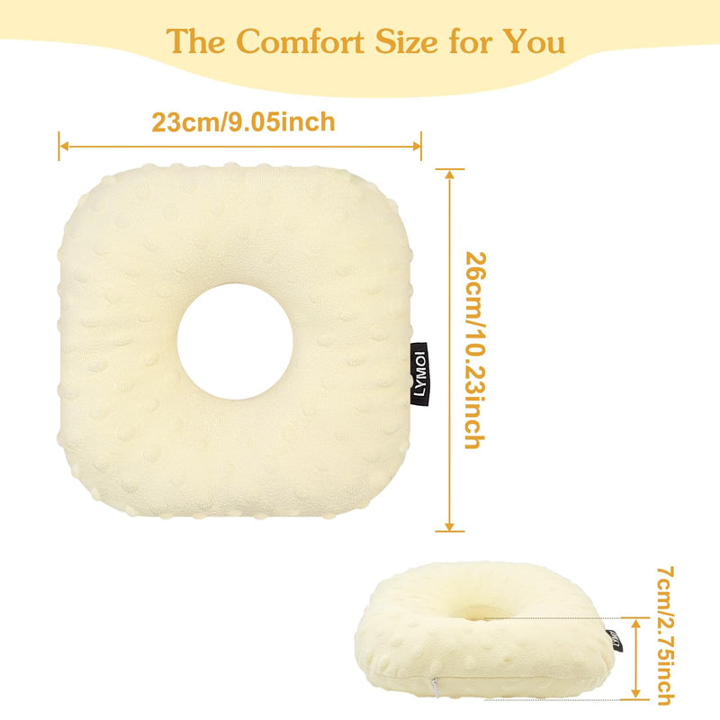 [Australia] - Ear Piercing Pillow for Side Sleepers, Side Sleeping Pillow, Ear Hole Pillow for Ear Pain CNH Piercing Pain Relief Ear Inflammation Pressure Sores Minky Dot (Beige Yellow) Beige Yellow Small 